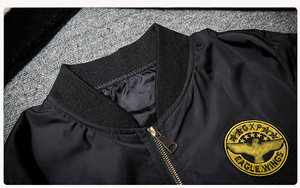 Blousons universitaires style streetwear en gros avec broderie d'ailes, blouson de baseball tendance pour couple, jeune pilote - Product Image 4
