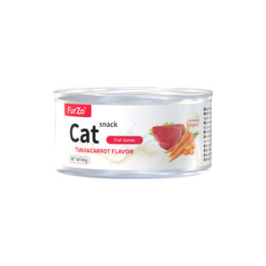Comida Húmeda Enlatada de Atún y Zanahoria de 85g para Gatos y Perros, Etiqueta con Logotipo Personalizado, Varios Sabores de Carne, <span class=keywords><strong>Lata</strong></span> para Gatos - Product Image 1