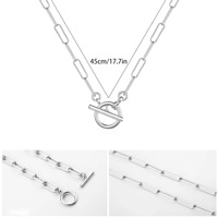 Collar de Cadena de Eslabones Tipo Clip Impermeable y Antideslustre de Acero Inoxidable con Cierre OT de 18K para Mujer