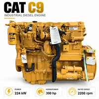 Moteur diesel industriel CAT C9, 4 temps, 6 cylindres, 224 kW, 300 CV, 2200 tr/min, puissance robuste pour les équipements de construction et minières