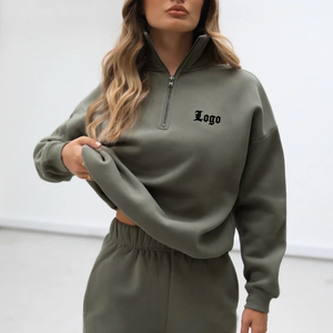Felpe <span class=keywords><strong>con</strong></span> Cappuccio Oversize <span class=keywords><strong>in</strong></span> Cotone e Poliestere di Alta Qualità <span class=keywords><strong>con</strong></span> <span class=keywords><strong>Zip</strong></span> 1/4 per Donna, Felpe Personalizzate all'Ingrosso - Product Image 5