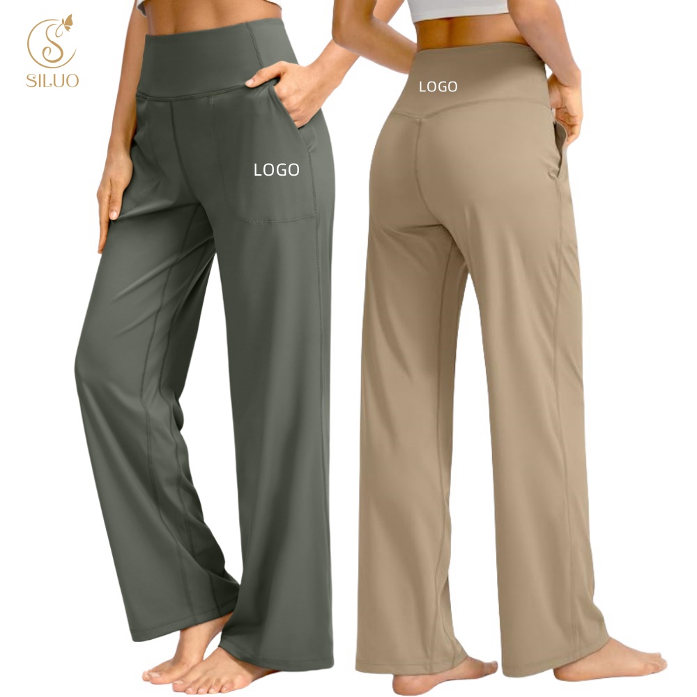 Schlussverkauf hohe taille lockere Jogginghosen Kleid Hosen weite Beine Hosen Yoga-Arbeitshosen mit Taschen für Damen