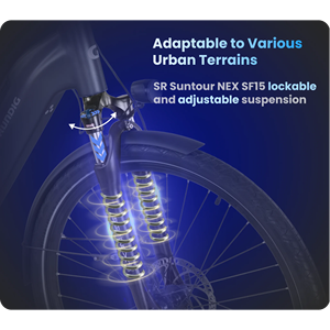 Vélo électrique GCB-1 bleu glace pour transmission à 9 vitesses, fourche à suspension Suntour, freins à disque hydrauliques, batterie 36V, 80 E-bike bleu glace - Product Image 4