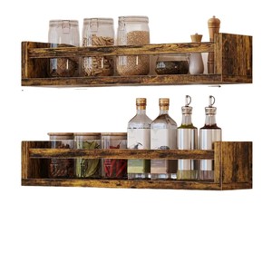 Wooden <b>Wall</b> <b>Mounted</b> Storage Rack 3 Tier Durable Kitchen Spice <b>Shelf</b> For Food Books Stationery Display - Product Image 5