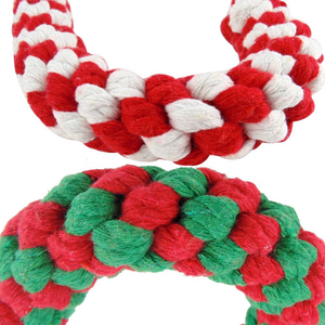 Üretici toptan Merry Christmas çevre dostu halat baston şekli knot oyuncak interaktif pamuk halat köpek oyuncak - Product Image 5
