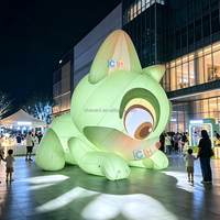 Mascotte gonflable de chat de dessin animé, chat vert mignon gonflable pour campagne publicitaire et événementiel