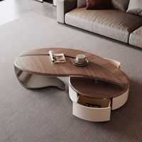 Table basse et meuble TV de luxe au design minimaliste moderne en forme de feuille, irrégulière, pour salon