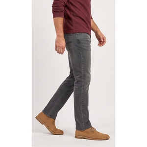 Jean en denim gris foncé délavé coupe droite slim, taille mi-haute, décontracté, vintage, 100 % coton, pour l'automne - Product Image 5