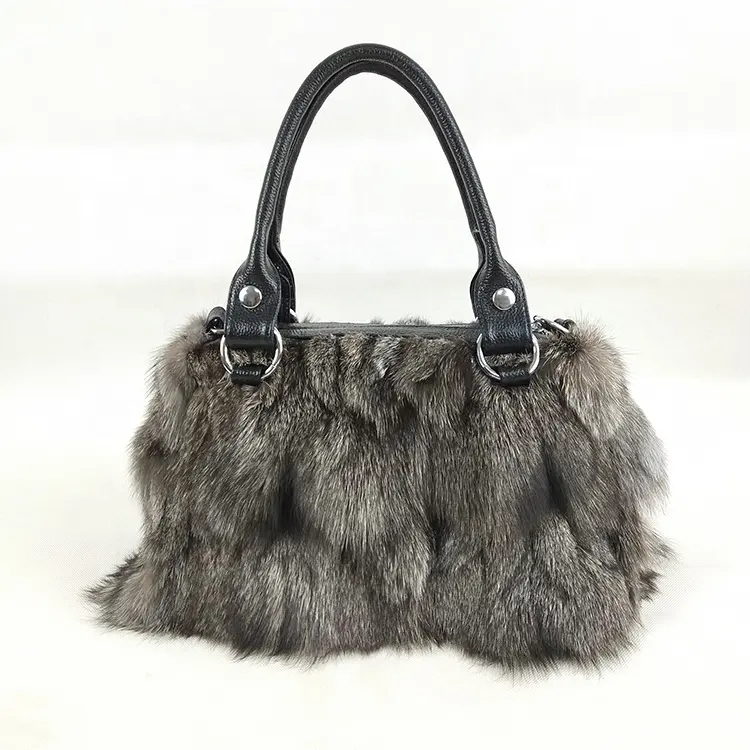 Cina all'ingrosso della fabbrica di Design di Lusso Reale red fox borsa borse delle signore di modo alla moda sacchetto della pelliccia di volpe