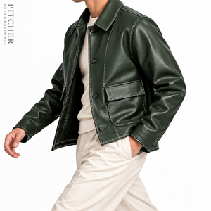 Wholesale <b>Genuine</b> Leather Jacket Mens Bomber Jacket Custom Logo Private Label US Sizes S-XXL Factory - Product Image 2