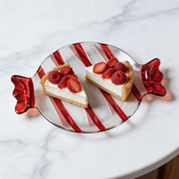 Plato de Postre Navideño Festivo, Ecológico, de Cristal sin Plomo, con Forma de Caramelo, Creativo, para Dulces, Frutas y Postres