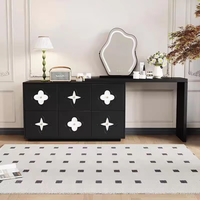 Coiffeuse en bois massif de chambre à coucher design moderne miroir éclairé armoire de rangement à coque intégrée table de maquillage seau noir