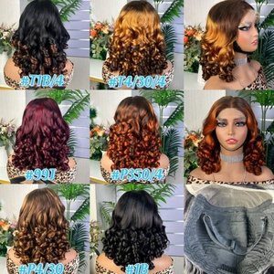 Perruque bouclée rebondissante de luxe à double trame, prix d'usine, vente chaude, cheveux vierges 5*5, longueur 16 pouces, durée de vie de 2 ans, sans perte de cheveux, toutes les couleurs - Product Image 3