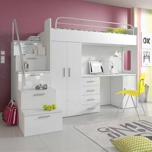 Super Ventes Lit Superposé Rose pour Chambre d'Enfant Ensemble de Meubles Mezzanine en Bois pour Enfants avec Table d'Étude et Bureau - Product Image 6