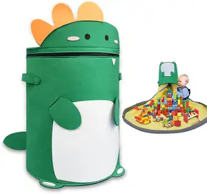 Cesto Portaoggetti per Giocattoli e Tappetino da Gioco per Mattoncini - Organizzatore per Camerette dei Bambini, Borsa in Feltro per Sala Giochi - Product Image 1