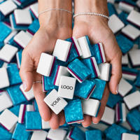 Set Mahjong Resin Lapis Ganda Warna Biru Berkilau dengan Logo Kustom, Permainan Keluarga untuk Acara Luar Ruangan