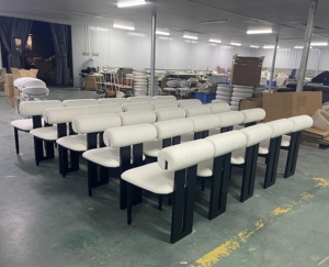 Silla Alpaca al por Mayor, Silla de Comedor Tapizada en Tela de Peluche de Lujo Personalizada, Madera de Caucho Negra - Product Image 6