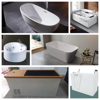 Baignoire autoportante ovale moderne en acrylique blanc, à jupe complète, multi-tailles, avec drain, longueur 1,5 m, pour salles de bain d'hôpitaux et de villas