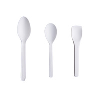 Cuillères à glace jetables compostables emballées individuellement, cuillères à glace colorées en PLA pour dégustation