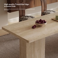 Table à manger extensible multifonctionnelle de style français, avec bord en ardoise vintage, rangement intégré, en bois massif moderne, 6 places, meubles pour la maison