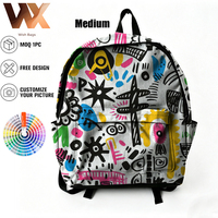 Sac à dos étanche pour ordinateur portable avec impression d'art doodle coloré, unisexe, personnalisable, en polyester durable, pour étudiants, idéal pour les loisirs