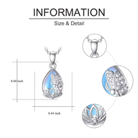 Fine Jewelry Collier pendentif papillon Lotus en argent sterling 925 avec goutte d'eau en pierre de lune