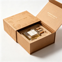 Boîte rigide personnalisée en kraft avec couvercle rabattable pour flacon de parfum, avec insert en pulpe moulée, logo personnalisé pour 100 ml