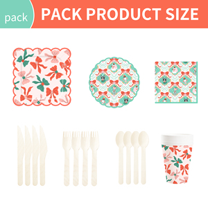 DAMAI Kid Birthday Party Bowknot Table Decorations Kit <b>Disposable</b> Paper Plates Banner <b>Tablecloth</b> Party Tableware Set - Product Image 6