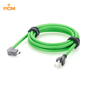 Kabel Ethernet Industri Fleksibel Tinggi CAT6a TPU dengan Konektor A-Key Sudut Kanan ke RJ45 8P8C Male untuk Mesin PoE, Visi Mesin, dan Perangkat Medis - Product Image 1