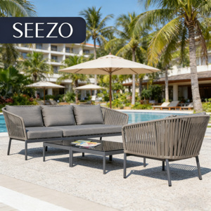 <span class=keywords><strong>Conjunto</strong></span> de Muebles de Jardín de 4 Piezas con Sofá de Aluminio y <span class=keywords><strong>Mesa</strong></span> de WPC, para Patio, Villa, Hotel, con Cuerdas Tejidas - Product Image 1