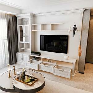 Meuble TV mural moderne de luxe pour salon, avec éclairage LED, pour la maison ou l'hôtel, meuble de rangement pour le divertissement - Product Image 5