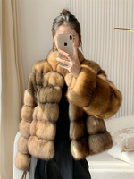 Manteau court en fourrure de sable russe pour femme, super doux et confortable, en vison sable étoilé doré, nouvelle arrivée