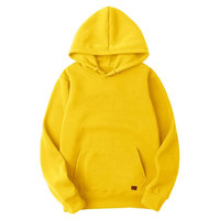Sweat-shirt à capuche unisexe jaune, coupe classique, en molleton de coton, pull décontracté, couleur unie, pour l'automne