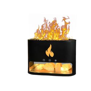 Salt Stone Aroma Diffuser Ultrasonic Aromatherapy Diffuser Mini Portable Simulated <b>Flame</b> Night Light Humidistat 1-Year Home Use - Product Image 1