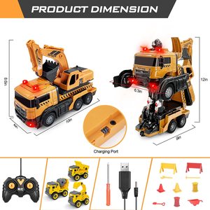 Juguete de Excavadora RC DWI Dowellin, Camión RC, <span class=keywords><strong>Autobots</strong></span> de Transferencia, Excavadora de Control Remoto, Juguete de Coche Robot para Niños - Product Image 2
