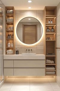 Mueble de Baño Clásico Europeo Moderno con Espejo LED, Encimera Personalizada de Mármol o Pizarra, Muebles de Baño Clásicos para Hoteles - Product Image 4