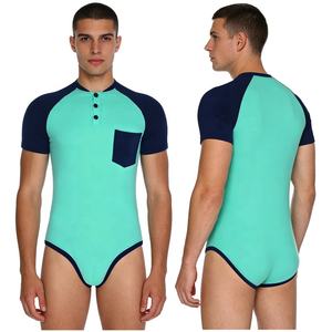 Body de hombre con bloques de color, leotardo ajustado, mono para entrenamiento, deportes, natación, eventos, ropa de gimnasio, ropa de baile - Product Image 2