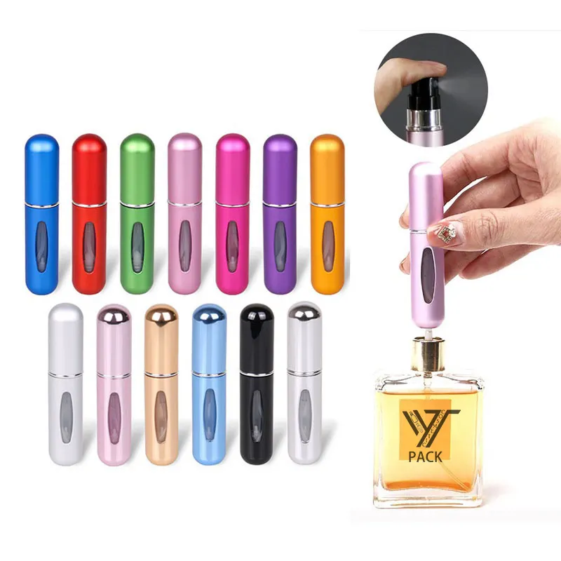 Botol parfum portabel, isi ulang 5ml 6ml 8ml Ukuran travel mini atomizer aluminium semprot botol parfum