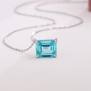 Collana con Pendente in Oro Giallo 14k con Diamante Creato in Laboratorio Taglio Smeraldo e Smeraldo Colombiano, Gioielli Raffinati da Donna - Product Image 3