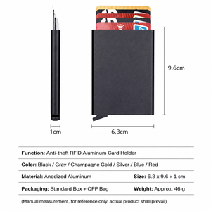 OEM 6 Color Slim RFID Anti-Theft Metal Credit Card <b>Wallet</b> Pop Up Automatic Card <b>Holder</b> for Men Minimalist Everyday Carry - Product Image 2