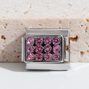 Stainless Steel Italian Modular Bracelet With Crystal Geometric Design Unisex Everyday Wear - Product Image 3