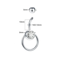 Vente en gros de piercing de nombril personnalisé pour mariage et enfant, en titane G23, avec zircon en forme de boule, sertissage double clos, zircon délicat