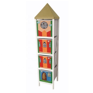 Precioso gabinete de Castillo de madera plegable, torre de almacenamiento para niños para juguetes, almacenamiento de tocador de tela para muebles de sala de estar - Product Image 1