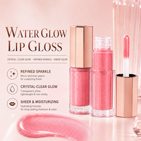Gloss à lèvres personnalisé OEM, formule propre, cosmétique, paillettes fines, couleur vibrante, fini dewy, gloss à lèvres en marque privée