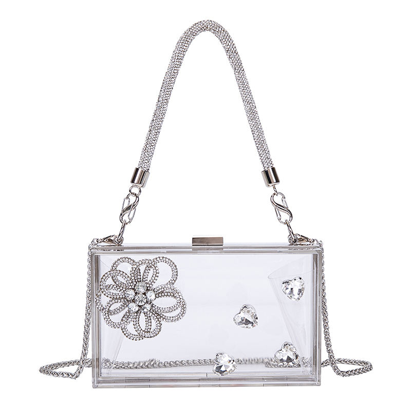Pochette Trasparente In Acrilico Da Sera - Borsetta Elegante Con Catena Per Matrimoni E Feste - Foto 4