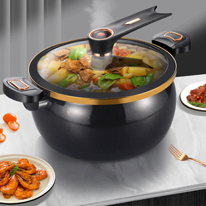 28CM <span class=keywords><strong>grande</strong></span> capacité micro pression double oreille antiadhésif mijoteuse multifonction <span class=keywords><strong>fonte</strong></span> émail soup pot - Product Image 2
