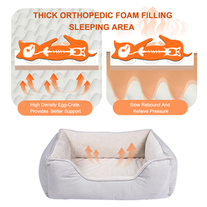 Hot Sale Wasserdichter ortho pä discher Schaum Litschi Leder Stoff PV gebürstet Anti rutsch boden Großhandel Hersteller Haustier Katzen-und Hunde bett - Product Image 4