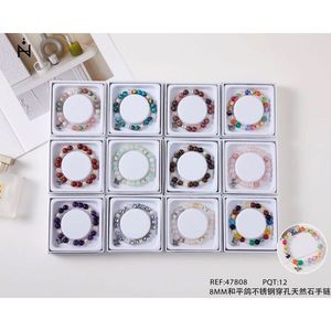 Set di 12 braccialetti Pulsera in acciaio inossidabile con pietra naturale Peace Dove da 8 mm - Product Image 3