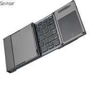 Keyboard Mini lipat Bluetooth, Mouse gigi biru 2.4G BT5, 0 ukuran penuh portabel Kombo tanpa kabel untuk Windows Android