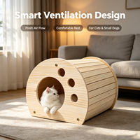 Lit pour animaux de compagnie moderne en bois pour chat et petit chien, rectangle, bois massif, confortable, ventilé, décoration intérieure naturelle, chambre à coucher, carton